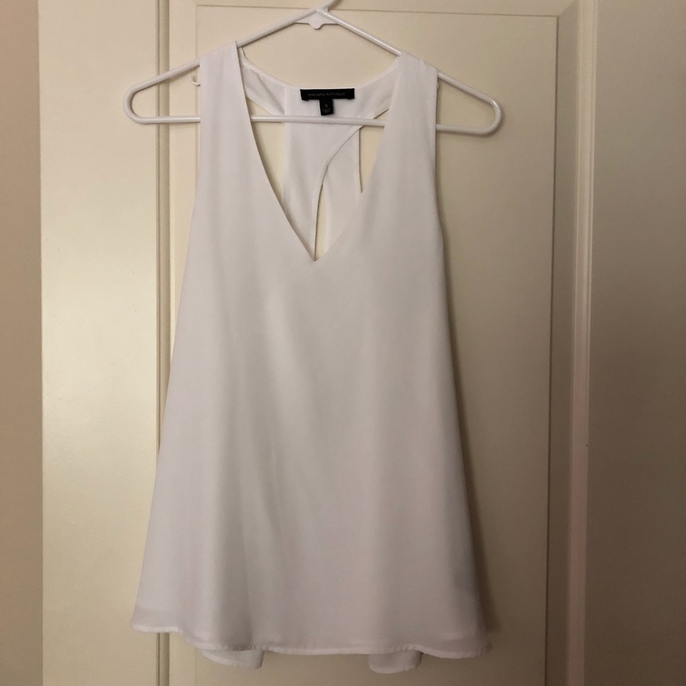Banana Republic white racer back swing top